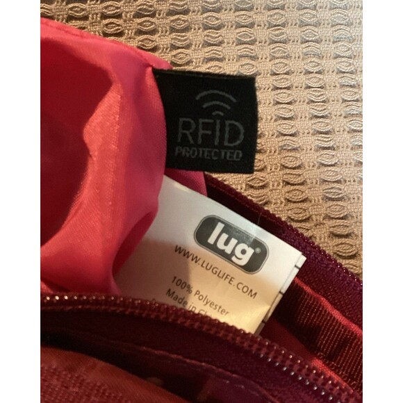 Lug Skipper SE Crossbody Purse/ Raspberry Red/White Polka Dot Adjustable RFID - Picture 12 of 16